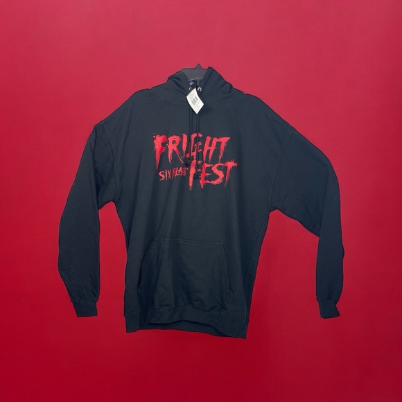 Just Hoods By AWDis Other - Just Hoods By AWDis Six Flags Fright Fest Long Sleeve Black Hoodie Size XL NWT